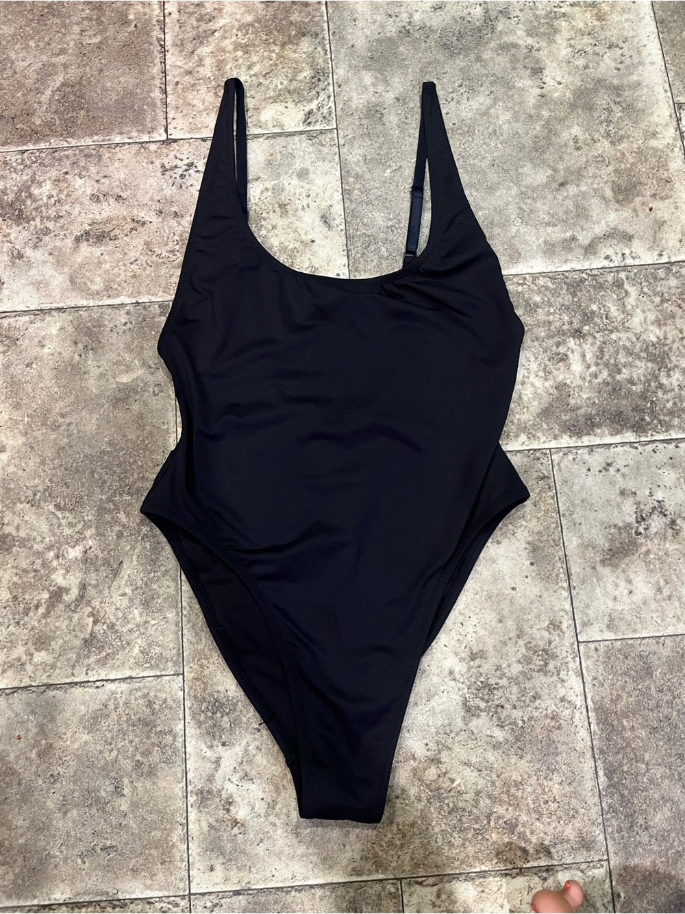 SKIMS Signature Swim Scoop Neck One Piece Swimsuit Onyx Black Size Medium
